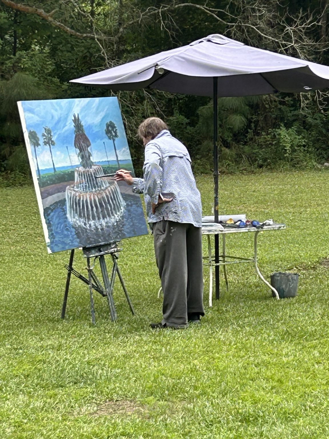 Danny painting outdoors