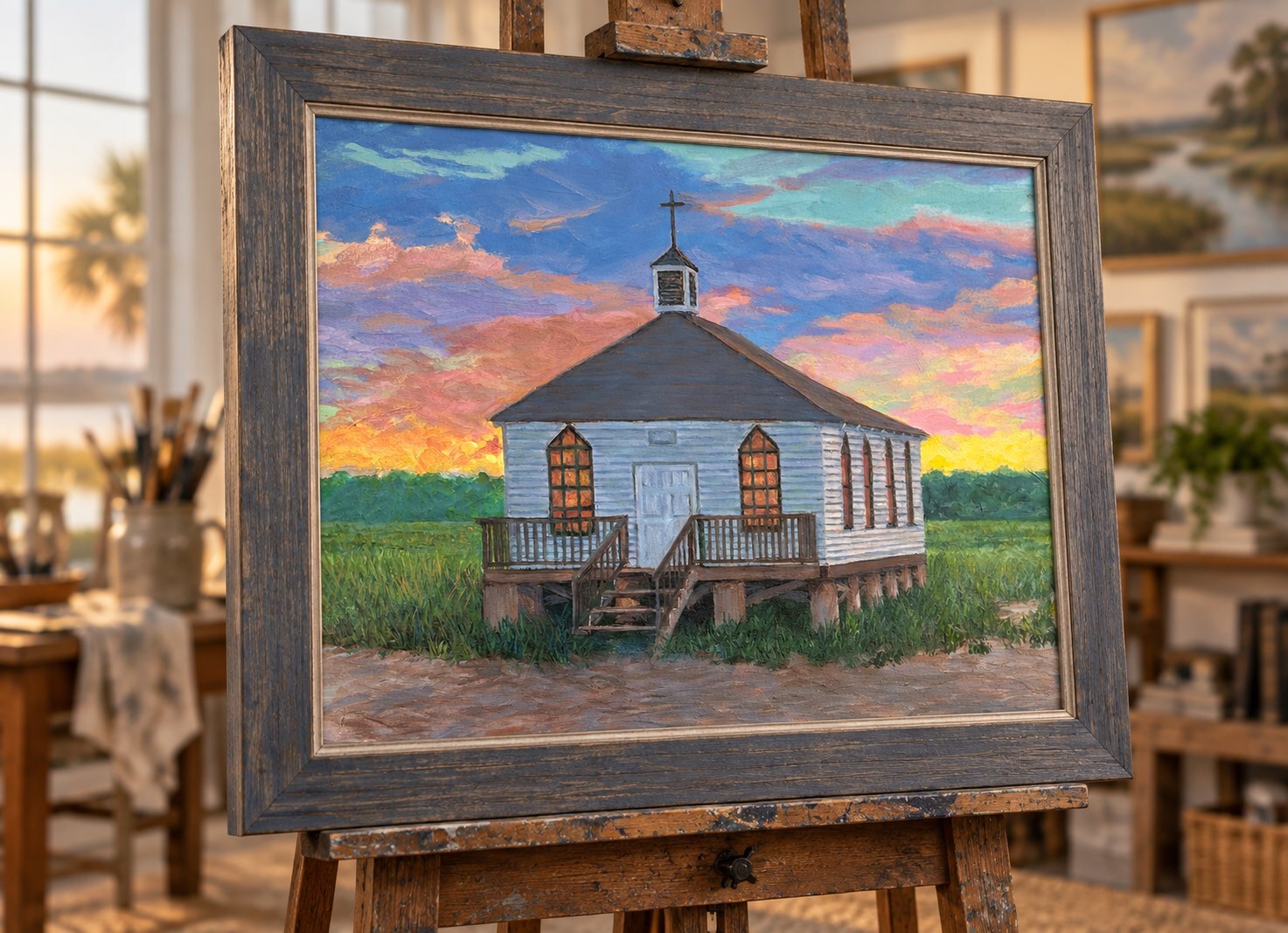 Pawleys Island Chapel at sunset